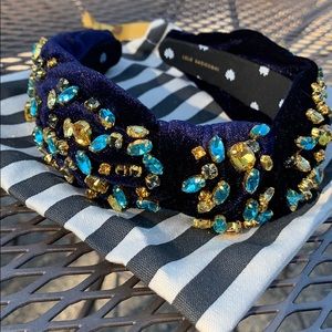 Navy Velvet Mixed Jewel Lele Sadoughi headband